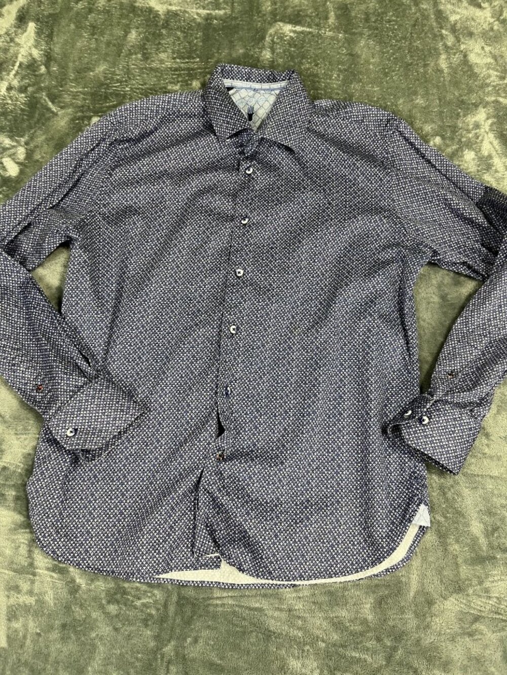 Visconti Mens Black Geometric Pattern Long Sleeve Button-Down Shirt XL